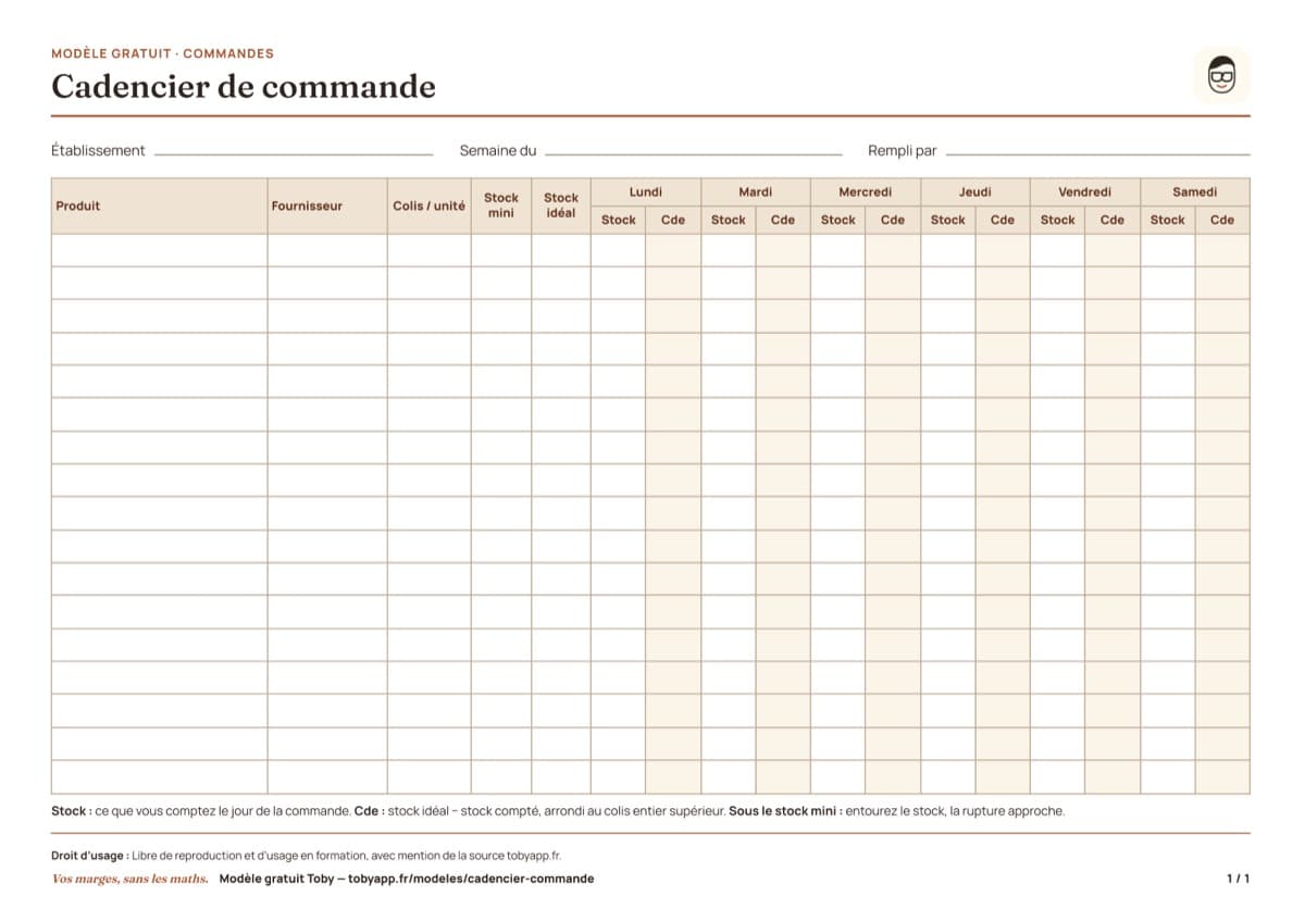 Aperçu du fichier : Cadencier de commande à imprimer (PDF)