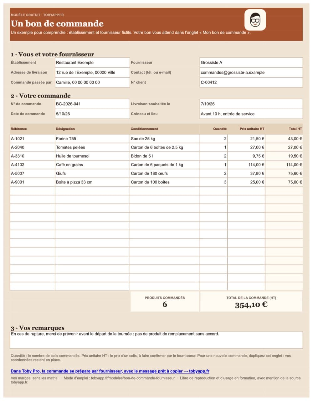Aperçu du fichier : Bon de commande fournisseur