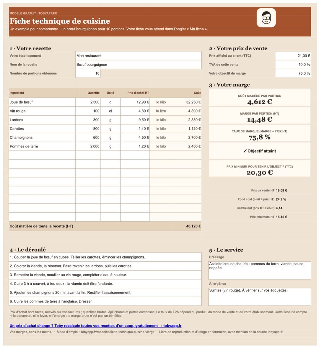 Aperçu du fichier : Fiche technique qui calcule toute seule